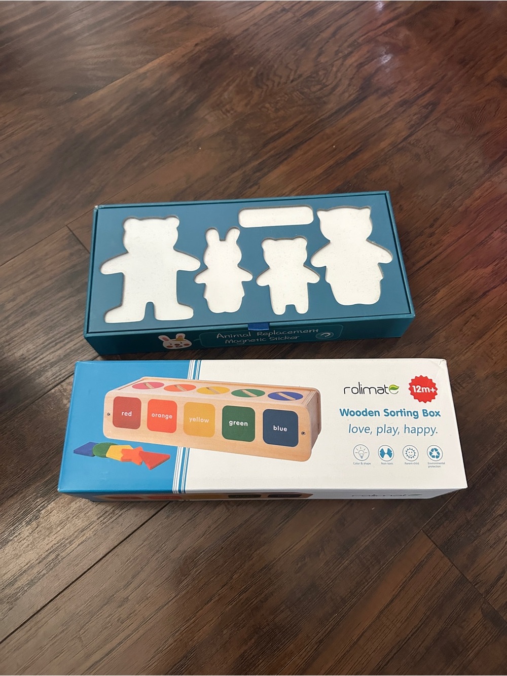 2 Montessori Wooden Learning Toys Bundle – Shape Sorting Box & Magnetic Dress-Up